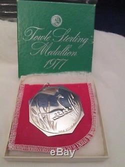 TOWLE Sterling Silver Vintage Christmas Medallion Ornament Lot 1970's 1980's Box