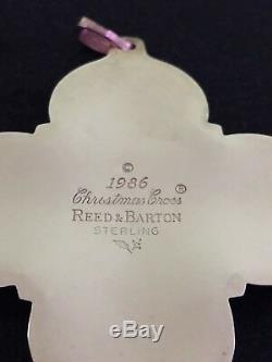 Three Reed & Barton Sterling Silver Cross Christmas Ornaments 1991,1986,1974