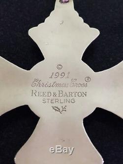 Three Reed & Barton Sterling Silver Cross Christmas Ornaments 1991,1986,1974