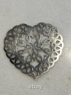 Tiffany & Co. 3 Heart Snowflake Ornament Sterling Silver Christmas 1997 EUC