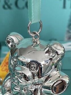 Tiffany&Co Bear Ornament Rattle Sterling Silver 2 W Pouch Christmas Shower Gift