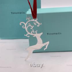 Tiffany & Co. Christmas Ornament Sterling Silver 925 Flying Reindeer Gift Box