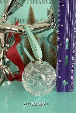 Tiffany&Co Cut Crystal Ball Ornament Sterling Silver Top Hopstar Christmas W Box