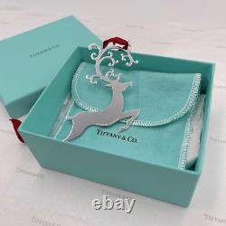 Tiffany & Co. Flying Reindeer Christmas Ornament Sterling Silver 925 Pouch & Box