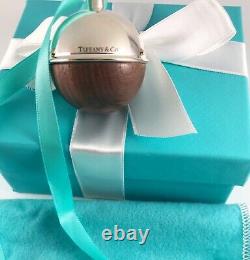 Tiffany & Co Rnd Sterling Silver & Walnut Christmas Ball Ornament. New+free Ship