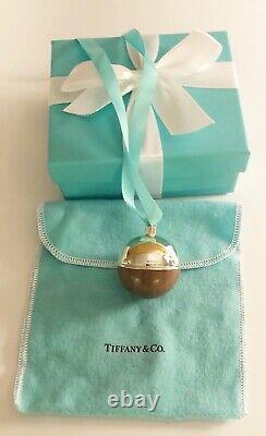 Tiffany & Co Rnd Sterling Silver & Walnut Christmas Ball Ornament. New+free Ship