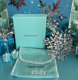 Tiffany&Co Snowflake Ornament Makers Sterling Silver Christmas W Pouch Box 3