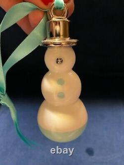 Tiffany & Co Snowman Ornament Silver Hat White Blue Bone China Christmas