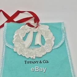Tiffany Co Sterling Silver Bow Evergreen Wreath Christmas Ornament Decoration