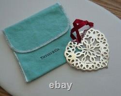 Tiffany & Co Sterling Silver Pierced Heart Christmas Ornament With Orig Pouch