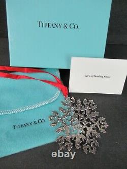 Tiffany & Co Sterling Silver Snowflake Christmas Ornament 1995 In Orig Box & Pou