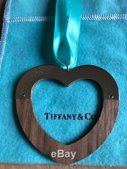 Tiffany & Co Sterling Silver with American Walnut Christmas HEART ornament GIFT