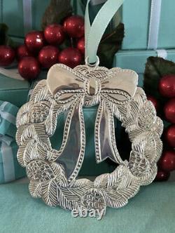 Tiffany&Co Wreath Ornament Makers Sterling Silver 2.75 Holiday Pouch 1996 Vtg