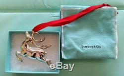 Tiffany Sterling Silver Reindeer Christmas Ornament with pouch and box