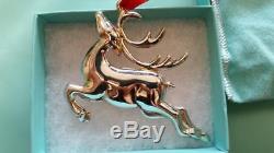 Tiffany Sterling Silver Reindeer Christmas Ornament with pouch and box