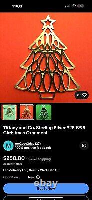 Tiffany and Co. Sterling Silver 925 1998 Christmas Ornament