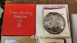 Towel Sterling Medallion Christmas Lot 1981 1984 1985 1987 1992 Lot Ornament