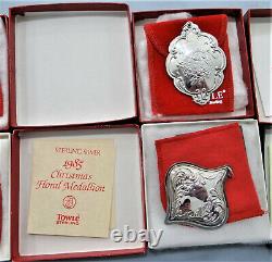 Towle Christmas Floral Medallion Ornament Sterling Silver Complete Set 1983-1992