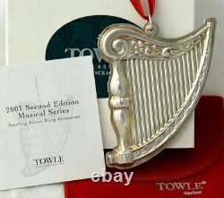 Towle Sterling Christmas Ornament Set of 4 Cello Harp Horn Lyre Music NOS Scarce