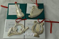 Towle Sterling Christmas Ornament Set of 4 Cello Harp Horn Lyre Music NOS Scarce