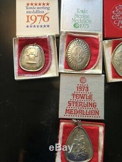 Towle Sterling Silver Christmas Ornaments Medallion/Ornaments 1973-1979 VINTAGE