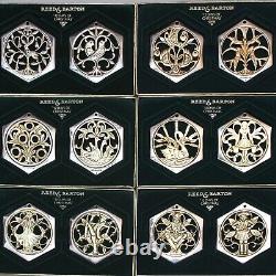 Twelve Days of Christmas ornament SET by Reed & Barton silver plate gold accents