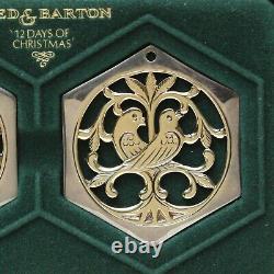Twelve Days of Christmas ornament SET by Reed & Barton silver plate gold accents
