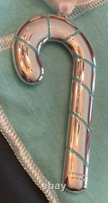 Two (2) Tiffany & Company New York Silver Candy Cane Set Christmas Ornament