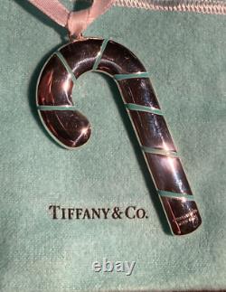 Two (2) Tiffany & Company New York Silver Candy Cane Set Christmas Ornament