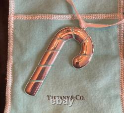 Two (2) Tiffany & Company New York Silver Candy Cane Set Christmas Ornament