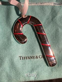 Two (2) Tiffany & Company New York Silver Candy Cane Set Christmas Ornament