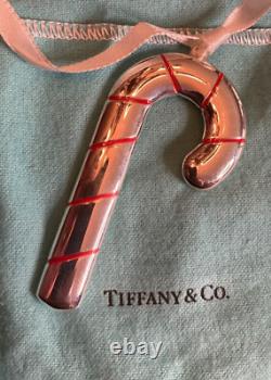 Two (2) Tiffany & Company New York Silver Candy Cane Set Christmas Ornament