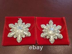Two Wallace Silversmiths 2000 Grande Baroque Sterling Silver Snowflake Ornament