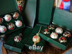 Ultra RARE Vintage GUCCI Christmas Holiday Silver Blown Glass Ornaments /Box GG