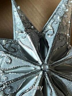Used Christopher Radko Silver Stellar Christmas Tree Topper Star 1017493 with tag