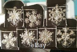 VINTAGE Lot GORHAM Sterling Silver Snowflakes Christmas Ornaments 1971, 73 75-79