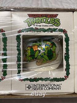 VTG 1990 Unbreakable Satin Christmas Ornament Teenage Mutant Ninja Turtles Set 6