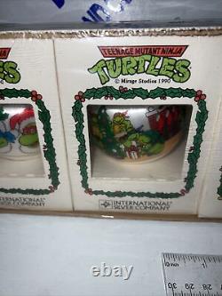 VTG 1990 Unbreakable Satin Christmas Ornament Teenage Mutant Ninja Turtles Set 6