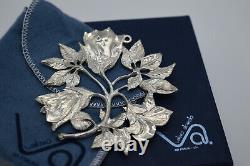 Valerio Sterling Silver Christmas Old Fashioned Rose Ornament Hand Cast Rare