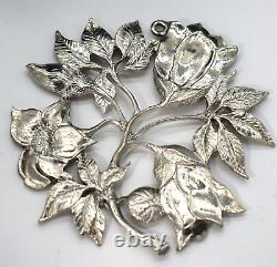 Valerio Sterling Silver Christmas Old Fashioned Rose Ornament Hand Cast Rare