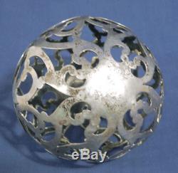Victorian Antique Sterling Silver Christmas Ball Ornament 3-1/4 Estate Find