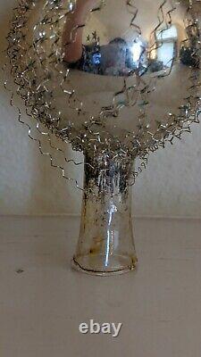 Victorian Austria Wire Wrapped Mercury Glass Christmas Tree Topper Antique 12