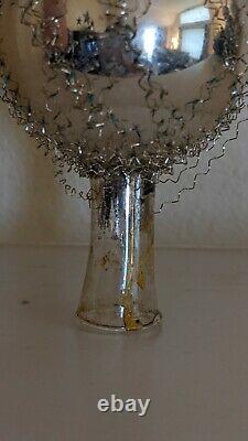 Victorian Austria Wire Wrapped Mercury Glass Christmas Tree Topper Antique 12