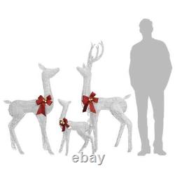 VidaXL Reindeer Family Christmas Decoration Silver 201 LEDs