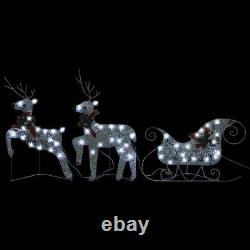 VidaXL Reindeer & Sleigh Christmas Decoration 100 LEDs Outdoor Silver