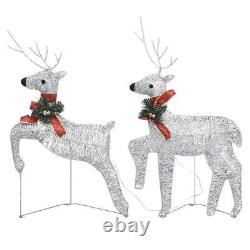 VidaXL Reindeer & Sleigh Christmas Decoration 100 LEDs Outdoor Silver