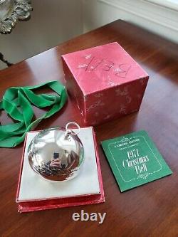 Vintage 1971 Wallace Silverplated Christmas Sleigh Bell Ornament with Box Paper