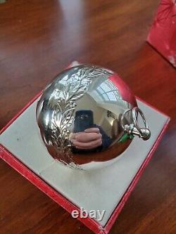Vintage 1971 Wallace Silverplated Christmas Sleigh Bell Ornament with Box Paper