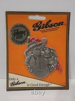 Vintage 1999 Gibson Guitars Christmas / Happy Holidays Pewter Ornament MOC