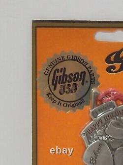 Vintage 1999 Gibson Guitars Christmas / Happy Holidays Pewter Ornament MOC